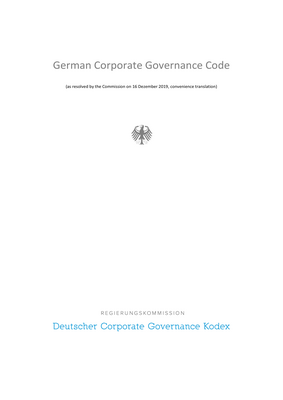 Thumbnail image for The German Corporate Governance Code (the “Code”) contains principles, recommendations and suggestions for the Management Board and the Supervisory Board that are intended to ensure that the company is managed in its best interests.