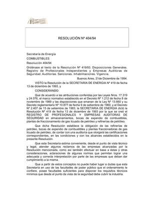 Thumbnail image for Resolution 404/94 impacts businesses involved in the production, importation, and commercialization of liquid fuels. The resolution establishes quality standards for liquid fuels, which businesses must adhere to in order to protect public health and the environment. Businesses involved in these activities are required to obtain licenses from regulatory authorities and comply with reporting and record-keeping requirements. Compliance with the standards is monitored through inspections of fuel production and storage facilities. Therefore, businesses must ensure that their operations meet the requirements of Resolution 404/94 to continue their activities in the country.