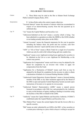 Thumbnail image for The Dar es Salaam Stock Exchange Public Limited Company Rules set out the required practices and behavior for companies listed on the stock exchange. Key to ensuring the efficient and effective functioning of the stock market is corporate disclosure, which these listing rules stipulate. All listed companies are required to produce audited annual reports in accordance with the rules set by the Companies Act. In addition, listed companies are required to disclose how they comply with the Guidelines on Corporate Governance Practices by Public Listed Companies in Tanzania in their annual report.