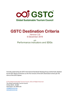 Thumbnail image for The performance indicators presented here are designed to provide guidance in measuring compliance with the criteria. They are not intended to be the definitive set or all-inclusive, but to provide a solid sample set for users of the GSTC C-D in developing their own indicator sets. The performance indicators essentially provide a suggested list of circumstances, factors, evidence and actions to be looked for in a destination in assessing compliance with the criteria.