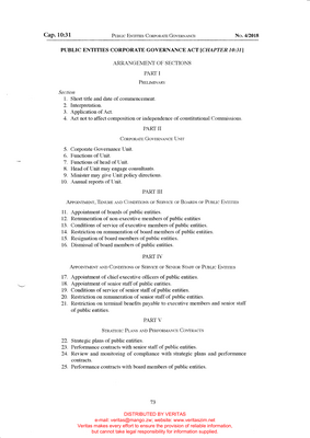 Thumbnail image for Launched in 2018, Zimbabwe's Public Entities Corporate Governance Act revamps governance across state-owned entities. Aiming for transparency and accountability, it standardizes board appointments, sets compensation regulations, and outlines reporting requirements. It also addresses risk management, environmental impacts, and human resource practices. By strengthening corporate governance in public entities, the Act seeks to boost efficiency, reduce corruption, and ultimately achieve better outcomes for public services and the economy.