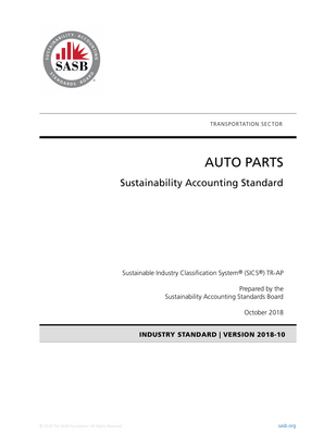 Thumbnail image for This is the SASB  Sustainability Accounting Standard that is concerned with Auto Parts.