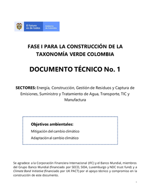 Thumbnail image for The Green Taxonomy of Colombia is a classification system of economic activities and assets that contribute to the achievement of the country's environmental objectives and commitments. The Taxonomy incorporates a set of definitions aimed at supporting different actors in the public and private sector, such as bond issuers, investors, financial institutions, public entities, among others, in the identification and evaluation of investments that can meet environmental and that can be considered green or environmentally sustainable in Colombia.