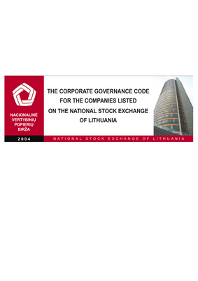 Thumbnail image for The principle objectives of this Code include recommending the listed companies what basic principles they should follow in order to ensure equal understanding of transparent management and operation not only by domestic but also by foreign investors; encouraging the listed companies to improve their governance framework and disclosure of information on their activities; encouraging the listed companies to enhance quality management as a means to improve the company's performance; promoting the activities of the listed companies on the international level and enhance confidence of domestic and foreign investors as well as other stakeholders in the companies and their governance framework and promoting activities of the National Stock Exchange of Lithuania on the international level, to bolster confidence of domestic and foreign investors in the Lithuanian capital market.