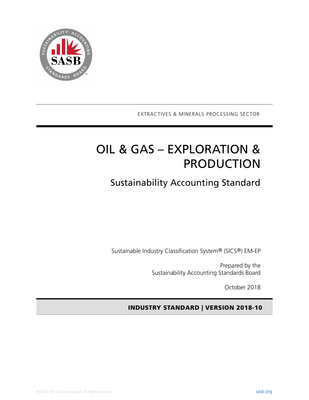 Thumbnail image for This is the SASB  Sustainability Accounting Standard that is concerned with Oil and Gas Exploration and Production.