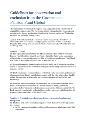 Thumbnail image for These guidelines cover investments in the Fund’s equity and fixed-income portfolios, as well as instruments in the Fund’s real-estate portfolio issued by companies listed on a regulated market.