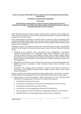 Thumbnail image for Circular letter concerning the fulfillment of occupational safety and health requirements in the chemical industry.