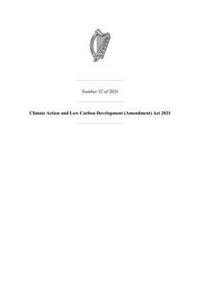 Thumbnail image for The Climate Action and Low Carbon Development (Amendment) Act 2021 has been signed into law committing Ireland to 2030 and 2050 targets for reducing greenhouse gas (GHG) emissions and providing the governance framework. The country is now on a legally binding path to net-zero emissions no later than 2050, and to a 51% reduction in emissions by the end of this decade. The Climate Action Plan 2021 will be published in early autumn and will set out the measures to be taken to reach national climate targets in each sector of the economy.