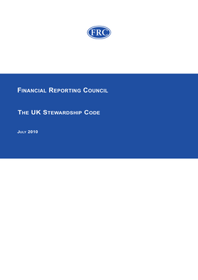 Thumbnail image for The Stewardship Code aims to enhance the quality of engagement between institutional investors and companies to help improve long-term returns to shareholders and the efficient exercise of governance responsibilities. Engagement includes pursuing purposeful dialogue on strategy, performance and the management of risk, as well as on issues that are the immediate subject of votes at general meetings.