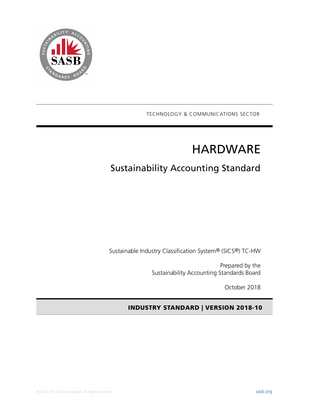 Thumbnail image for This is the SASB  Sustainability Accounting Standard that is concerned with Hardware.