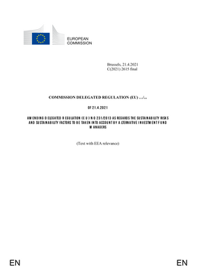 Thumbnail image for This Regulation clarifies the current obligation of AIFMs to integrate sustainability risks and also clarifies some of implications of Regulation on sustainability-related disclosures in the financial services sector, namely where AIFMs disclose information with regard to the consideration of adverse sustainability impacts.