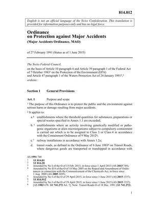 Thumbnail image for The purpose of this Ordinance is to protect the public and the environment against serious harm or damage resulting from major accidents.