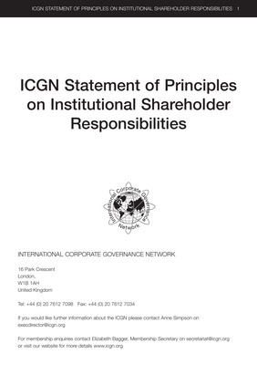 Thumbnail image for This document is a revised version of the Statement of Principles of Institutional Shareholder Responsibilities. The new version takes account of the many comments received from members during the consultation process and was formally approved at the annual meeting in July.