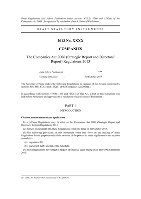 Thumbnail image for The amendments of the Companies Act 2006 on 17 July 2013, require all UK companies to produce a standalone Strategic Report which replaces the existing Business Review, further requirements are more company specific, including reporting on their strategy and business model, as well as on Greenhouse Gas emissions, human rights and diversity in the company.