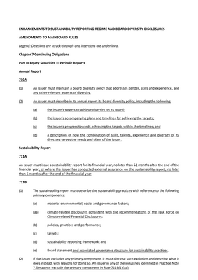 Thumbnail image for Rule 711B of the Listing Rules ("Rule 711B") requires the sustainability report to describe the sustainability practices of an issuer with reference to the following six primary components: 1. Material environmental, social and governance ("ESG") factors; 2.