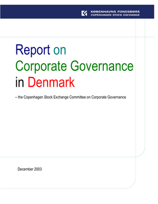 Thumbnail image for The Copenhagen Stock Exchange recommends listed companies to address the Nørby Committee's recommendations for corporate governance in their annual reports. Denmark joined the large group of countries with a voluntary (i.e. not legally binding) code of conduct for what may be regarded as corporate governance. In order to ensure a continuation of the work carried out, the Copenhagen Stock Ex- change appointed an independent corporate governance committee.